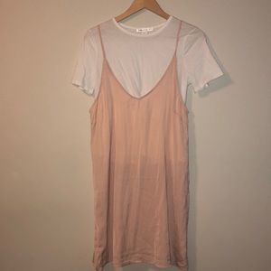 Mini slip dress with T-shirt